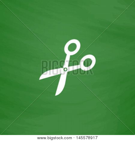 pruner Simple vector button. Imitation draw icon with white chalk on blackboard. Flat Pictogram and School board background. Illustration symbol