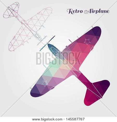 Two retro aircraft on white background. Vector illustration.