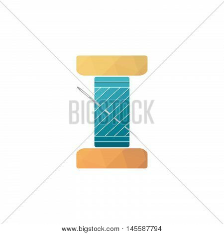 Spool of thread and needle. a symbol of fashion and sewing.