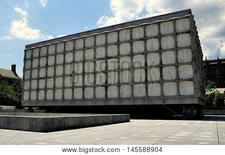 New Haven Connecticut - June 19 2013: The Beinecke Rare Book and Manuscript Library at Yale University designed by Gordon Bunshaft