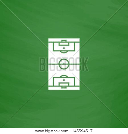football field Simple vector button. Imitation draw icon with white chalk on blackboard. Flat Pictogram and School board background. Illustration symbol