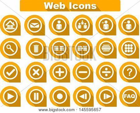24 Piece Beautiful Orange Flat Web Icon