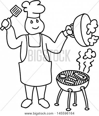 BBQ chef cooking to feed to needy volunteering helping