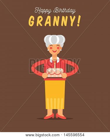 The Greeting Card For Grandmother Happy Birthday.