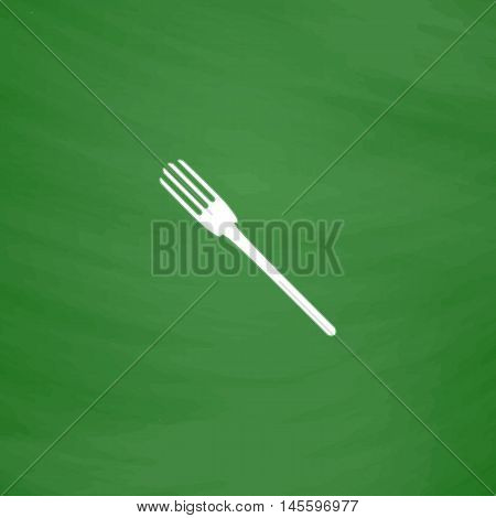 fork Simple vector button. Imitation draw icon with white chalk on blackboard. Flat Pictogram and School board background. Illustration symbol