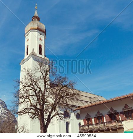 Garmisch-Partenkirchen resort town view in Bavaria Germany