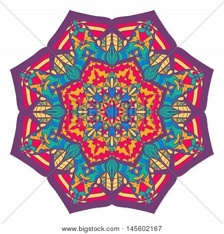 Beautiful colorful arabic geometric ornament round patternvector