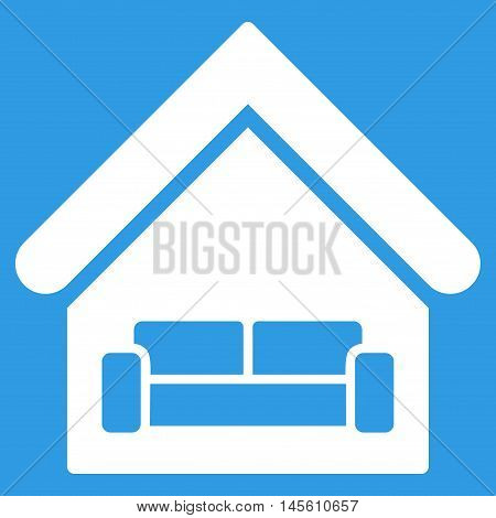 House Interrior icon. Vector style is flat iconic symbol white color blue background.