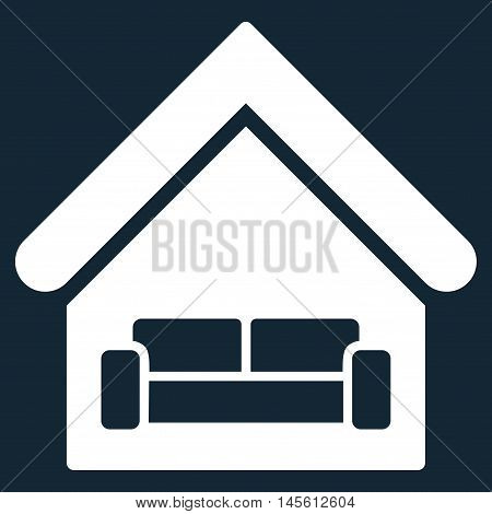 House Interrior icon. Vector style is flat iconic symbol, white color, dark blue background.