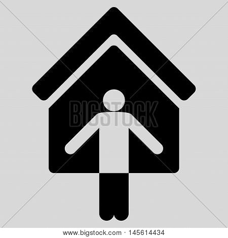 House Owner Wellcome icon. Vector style is flat iconic symbol, black color, light gray background.