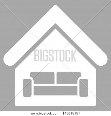 House Interrior icon. Vector style is flat iconic symbol, white color, silver background.