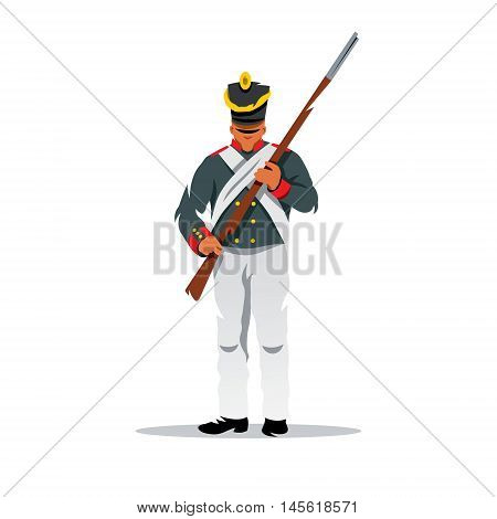 Infantryman with a rifle. Isolated on a white background