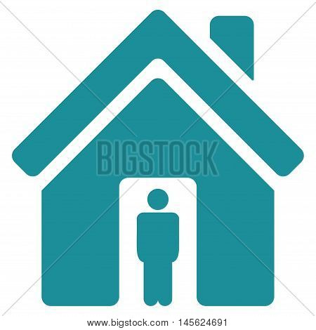 House Owner icon. Vector style is flat iconic symbol soft blue color white background.