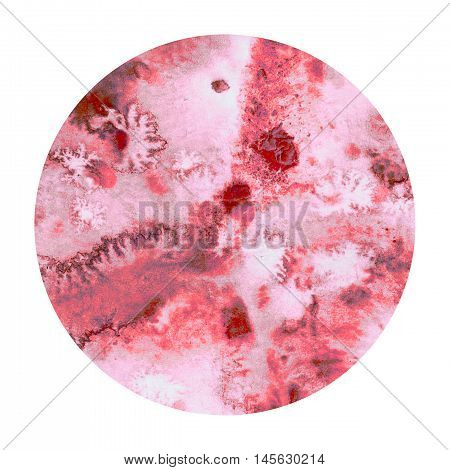 Abstract red colorful watercolor wash with the salt technique round sticker.