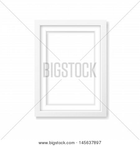 Rectangle realistic white frame with passe-partout mockup