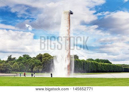Versailles, France - July 02, 2016 : Floating Waterfall Stuns In Versailles. Shows 