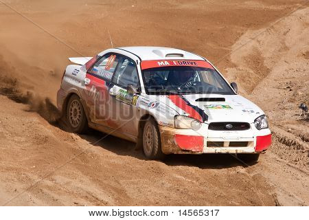 Rostov, Rusko - září 05: Uriy Volkov řídí auto Subaru Impreza během Rostov Velikiy Rusko