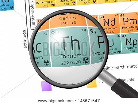 Element Of Thorium With Magnifying Glass