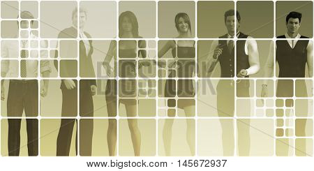 International Team of Professionals and Office Workers 3d Render