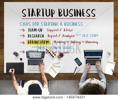 Startup Business Plan Steps Graphic Concept