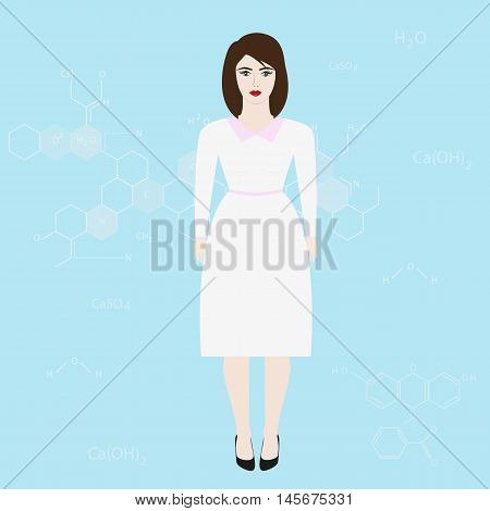 Laboratory assistant in laboratory.Scientist in science education research lab with flasks. Nurse.