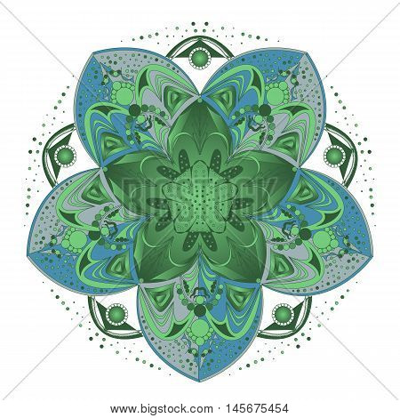 Ornament color card with mandala. Vintage decorative elements. Hand drawn background. Logo.