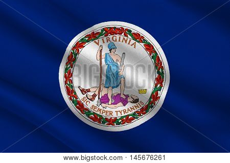 Flag of Virginia state in the South Atlantic region of United States. 3D illustration