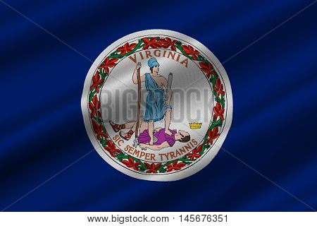 Flag of Virginia state in the South Atlantic region of United States. 3D illustration