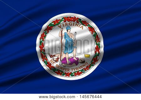 Flag of Virginia state in the South Atlantic region of United States. 3D illustration