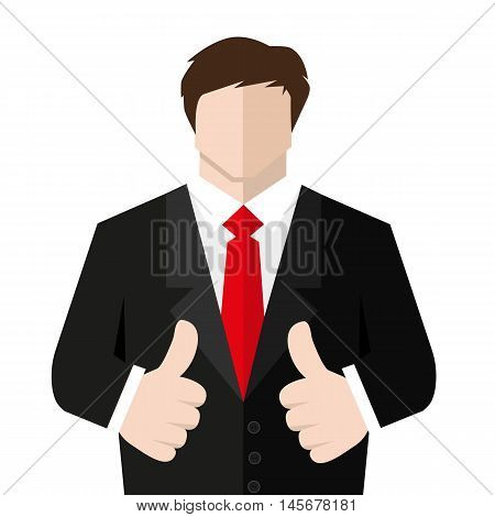 Man in suit shows a sign Thumb Up. Vector