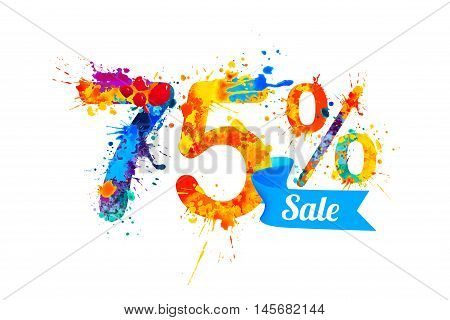 seventy five (75) percents sale. Vector splash paint