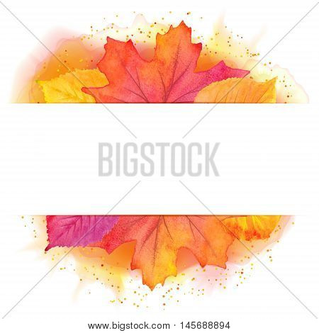 illustration of autumn banner with maple leaf