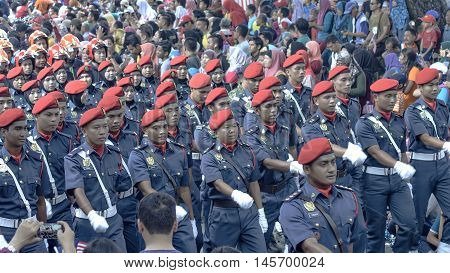 Kuala Lumpur August 31 2016 joyous celebration of Independence Day in celebrating excited by all Malaysians to attend the rally and parade at Dataran Merdeka Kuala Lumpur. The parade goes past by various agencies and contingents were among the attendees w