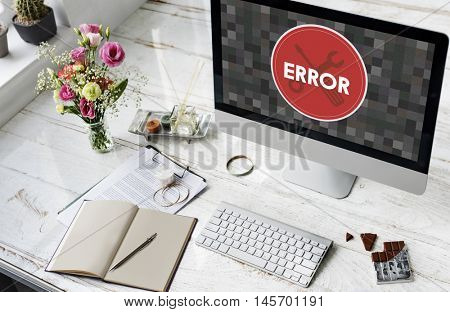 Error Something Went Wrong Under Construction Concept