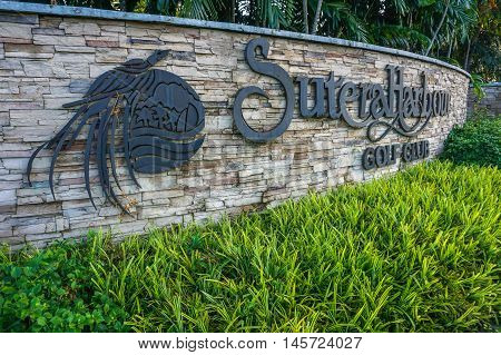 Kota Kinabalu,Sabah-Aug 31,2016:An entrance to the Sutera Harbour Golf Club in Kota Kinabalu,also offers the only night golf facilities in East Malaysia,golfers can enjoy up to 17 hours of golf as day
