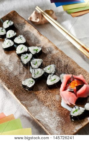 maki sushi roll. Japanese cuisine for kids.