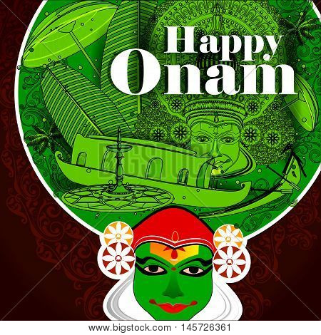 easy to edit vector illustration of Happy Onam  holiday for South India festival background