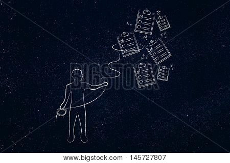Person With Lasso Catching To Do Lists, Task Management