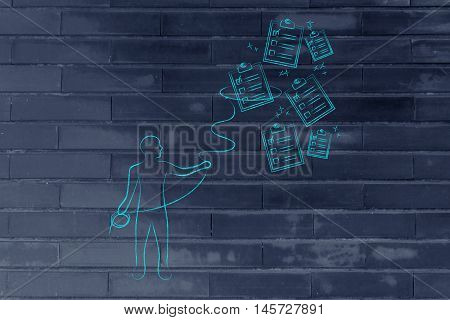 Person With Lasso Catching To Do Lists, Task Management