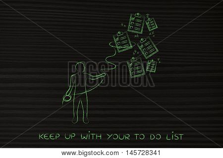 Person With Lasso Catching To Do Lists, Task Management
