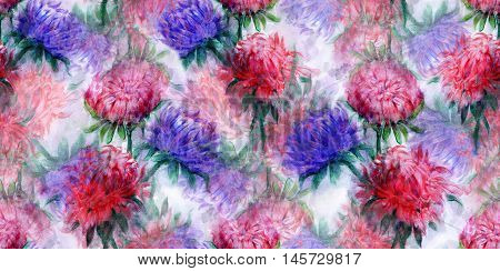 Beautiful bouquet of aster flowers. Pattern of Watercolor dream herb. Illustration for cards, book