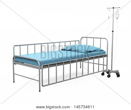 Hospital Bed isolated on white background. 3D render