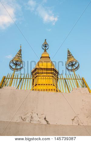 Phusi pagoda on the top of Phusi hill in Luangprabang, Laos.