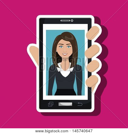 cellphone woman find hand vector illustration graphic