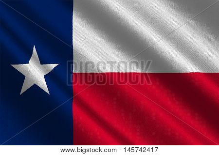 Flag of Texas is the second largest state of United States. 3D illustration