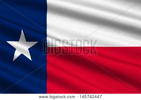 Flag of Texas is the second largest state of United States. 3D illustration