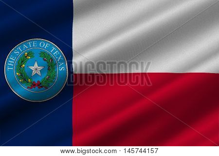 Flag of Texas is the second largest state of United States. 3D illustration
