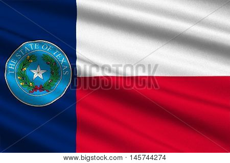 Flag of Texas is the second largest state of United States. 3D illustration