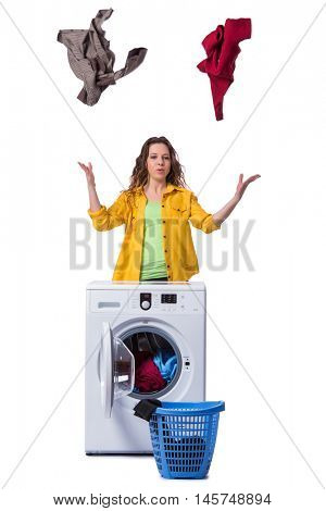 Woman feeling sressed after doing dirty laundry