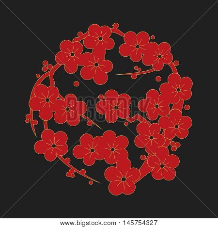 Sakura Flowers Flat Simlpe Ornament